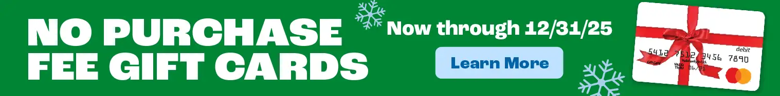 No Purchase Fee Gift Cards - Now through 12/31/25