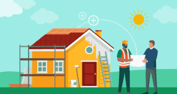 Illustration of a home being repainted and repaired to show the benefits of a Home Equity Line of Credit.